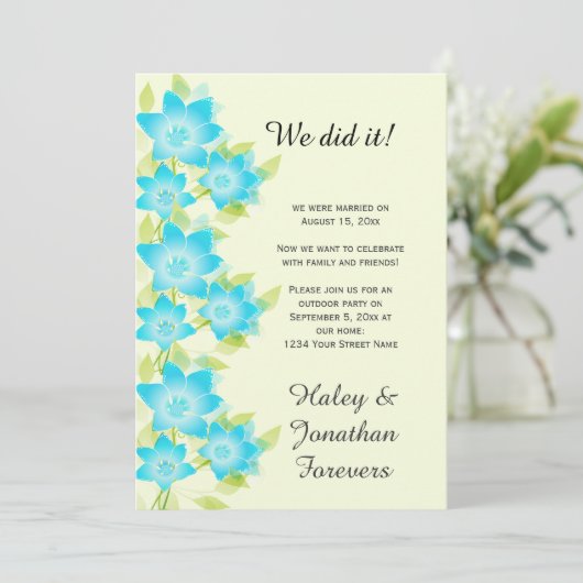 ティール（緑がかった色）ブルーグリーンフローラ屋外披露宴のみ 招待状 (スタンド正面)