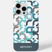 ティール(緑がかった色)ブルーグリーンブラウングレーミッドセンチュリーアートパターン Case-Mate iPhoneケース (裏面)