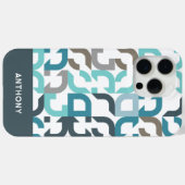 ティール(緑がかった色)ブルーグリーンブラウングレーミッドセンチュリーアートパターン Case-Mate iPhoneケース (裏面 (横))