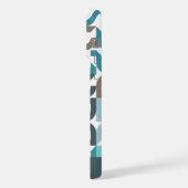 ティール(緑がかった色)ブルーグリーンブラウングレーミッドセンチュリーアートパターン iPhoneケース (左側面)