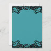 ティール(緑がかった色)ブルーグリーンブラックレース15thキンセアニラパーティー 招待状 (裏面)