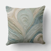 ティール(緑がかった色)ブルーグリーンベージュ抽象デザイン クッション (裏面)