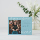 ティール（緑がかった色）ブルーグリーンミニマリスト卒業発表 ポストカード (スタンド正面)