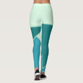 ティール(緑がかった色)ブルーグリーンモノクロカラーブロック レギンス (裏面)