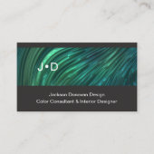 ティール(緑がかった色)ブルーグリーンラグジュアリーメタリックアートパターン 名刺 (正面)