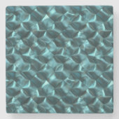 ティール（緑がかった色）ブルーグリーン抽象芸術グラム ストーンコースター (正面)