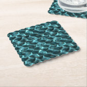 ティール（緑がかった色）ブルーグリーン抽象芸術グラム ペーパーコースター (アングル)