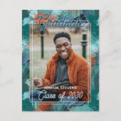 ティール(緑がかった色)ブルーグリーン抽象芸術卒業発表 ポストカード (正面)