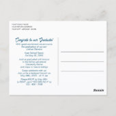 ティール(緑がかった色)ブルーグリーン抽象芸術卒業発表 ポストカード (裏面)