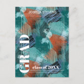 ティール（緑がかった色）ブルーグリーン抽象芸術卒業発表 ポストカード (正面)