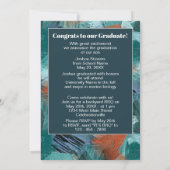 ティール(緑がかった色)ブルーグリーン抽象芸術卒業 案内状 (裏面)