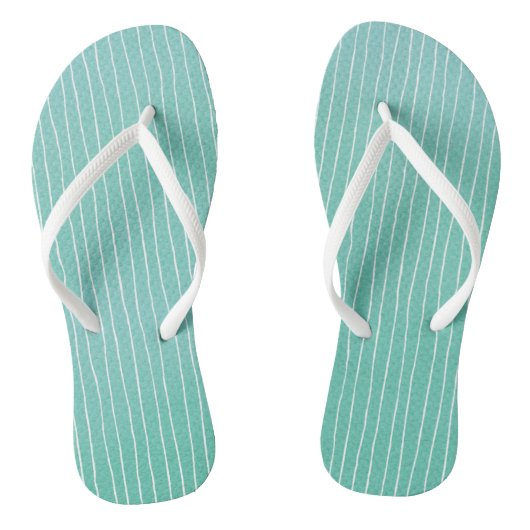 ティール（緑がかった色）ブルーグリーン水彩白ストライプ色 ビーチサンダル (ソール)