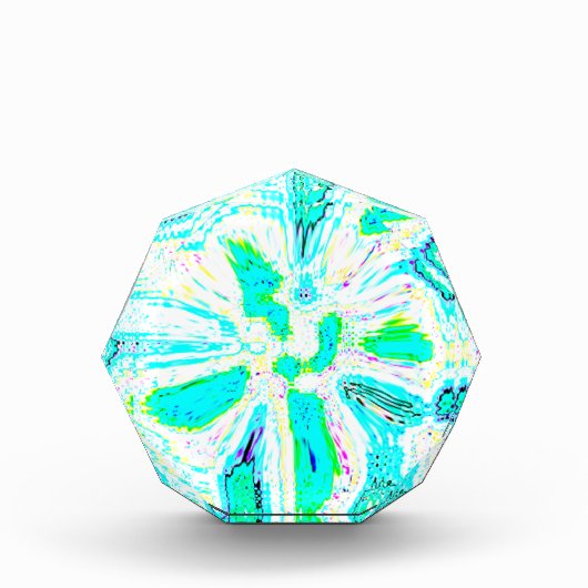 ティール(緑がかった色)ブルーグリーン波バブル抽象芸術カラフル クール フォトブロック (正面)