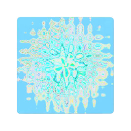 ティール（緑がかった色）ブルーグリーン波バブル抽象芸術パターンクール メタルプリント