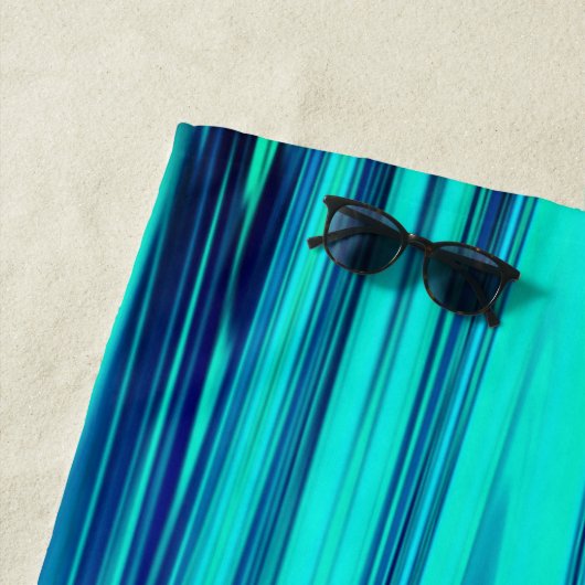 ティール（緑がかった色）ブルーグリーン海波抽象芸術モノグラムクール ビーチタオル (インサイチュ)