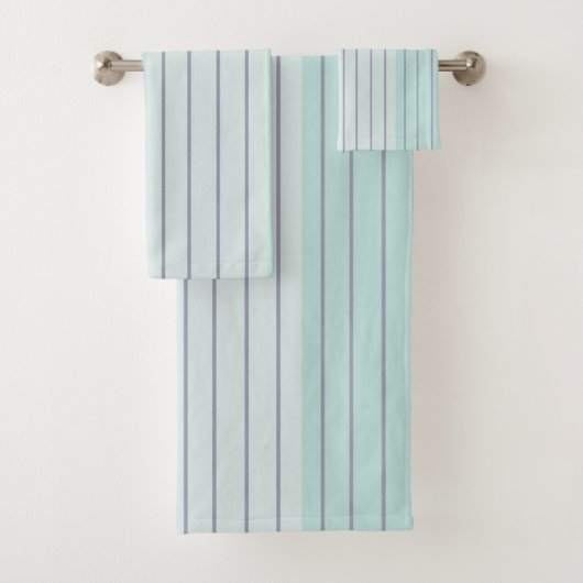 ティール(緑がかった色)ブルーグレイストライプズ バスタオルセット (インサイチュ)