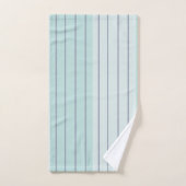 ティール(緑がかった色)ブルーグレイストライプズ バスタオルセット (ハンドタオル)
