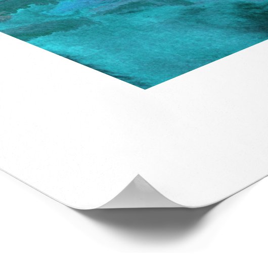 ティール(緑がかった色)ブルーグレーブラック抽象芸術 ポスター (角)