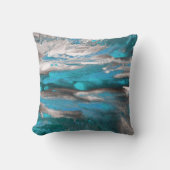 ティール(緑がかった色)ブルーグレー抽象芸術 クッション (正面)