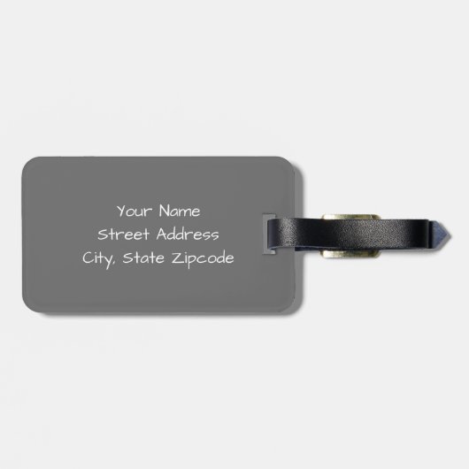 ティール（緑がかった色）ブルーグレー白黒ストライプモダンズ ラゲッジタグ (裏面横)