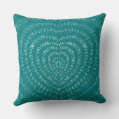 ティール（緑がかった色）ブルーコンセントリックホワイトハートズボホ クッション (裏面)