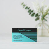 ティール（緑がかった色）ブルーコンテンポラリー名刺 名刺 (スタンド正面)