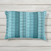 ティール(緑がかった色)ブルーコンテンポラリー抽象芸術ストライプパターン アウトドアクッション (裏面)