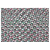 ティール（緑がかった色）ブルーコーラルレッドウォーター色スワーズアートパターン テーブルクロス (正面(横))