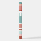 ティール（緑がかった色）ブルーコーラルレッドピーチオレンジホワイトストライプズ iPhoneケース (右側面)