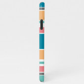 ティール（緑がかった色）ブルーサニーイエローコーラルレッドホワイトストライプズ iPhoneケース (右側)