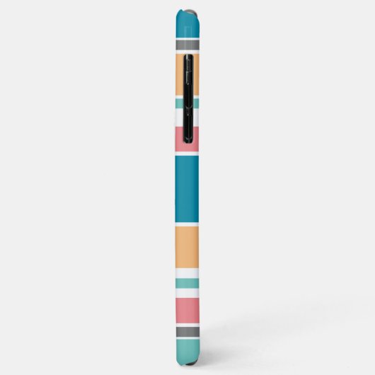 ティール(緑がかった色)ブルーサニーイエローピーチピンクレッドストライプズ Case-Mate iPhoneケース (裏面/左)