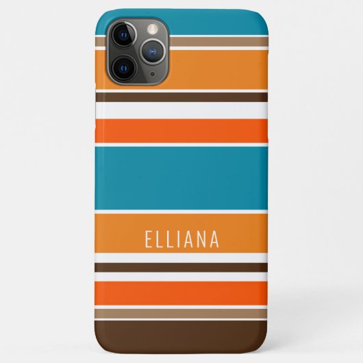 ティール(緑がかった色)ブルーサマーオレンジオークレイエローホワイトストライプズ Case-Mate iPhoneケース (裏面)