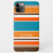 ティール（緑がかった色）ブルーサマーオレンジオークレイエローホワイトストライプズ iPhoneケース (裏面)