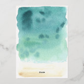 ティール（緑がかった色）ブルーサンド水結婚色の箔招待状 箔招待状 (裏面)