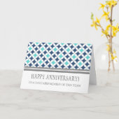 ティール（緑がかった色）ブルーサークル従業員記念日カード カード (黄色い花)