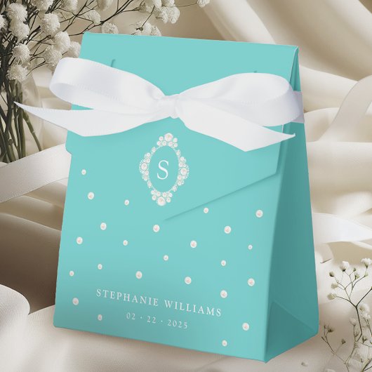 ティール(緑がかった色)ブルーシックブライダルシャワーお気に入りボックス フェイバーボックス