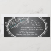 ティール（緑がかった色）ブルーシャルボードブライダルシャワー 招待状 (裏面)