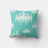 ティール(緑がかった色)ブルーシャンデリア装飾装飾用クッション クッション (正面)