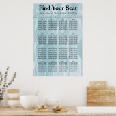 ティール(緑がかった色)ブルーシルクと白い真珠の座席表 ポスター (キッチン)