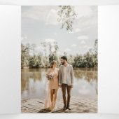 ティール（緑がかった色）ブルーシルク&フォイル、オレンジパール、ダイアモンストr 三つ折り招待状 (内部中)