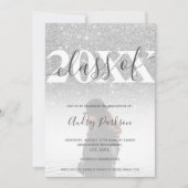 ティール（緑がかった色）ブルーシルバーグリッター2020写真卒業 招待状 (正面)