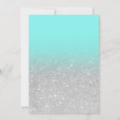 ティール（緑がかった色）ブルーシルバーグリッター2020写真卒業 招待状 (裏面)
