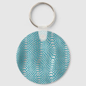 ティール(緑がかった色)ブルーシルバースネークプリント キーホルダー (裏面)