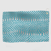 ティール（緑がかった色）ブルーシルバースネークプリント ゴルフタオル (横)
