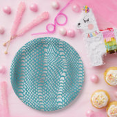 ティール（緑がかった色）ブルーシルバースネークプリント ペーパープレート (パーティー)