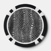 ティール（緑がかった色）ブルーシルバースネークプリント ポーカーチップ (裏面)