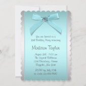 ティール（緑がかった色）ブルーシルバーゼブラスウィート16パーティー 招待状 (裏面)