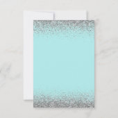 ティール（緑がかった色）ブルーシルバーニーエイジ誕生日グリッター モダン 招待状 (裏面)