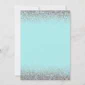 ティール（緑がかった色）ブルーシルバーニーエイジ誕生日グリッター モダン 招待状 (裏面)