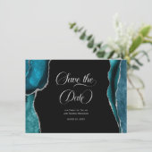 ティール(緑がかった色)ブルーシルバーフェイクグリッターアガテ日付を保存 (スタンド正面)